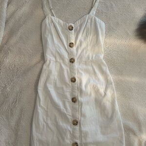 Abercrombie & Fitch White Ruched Mini Sundress